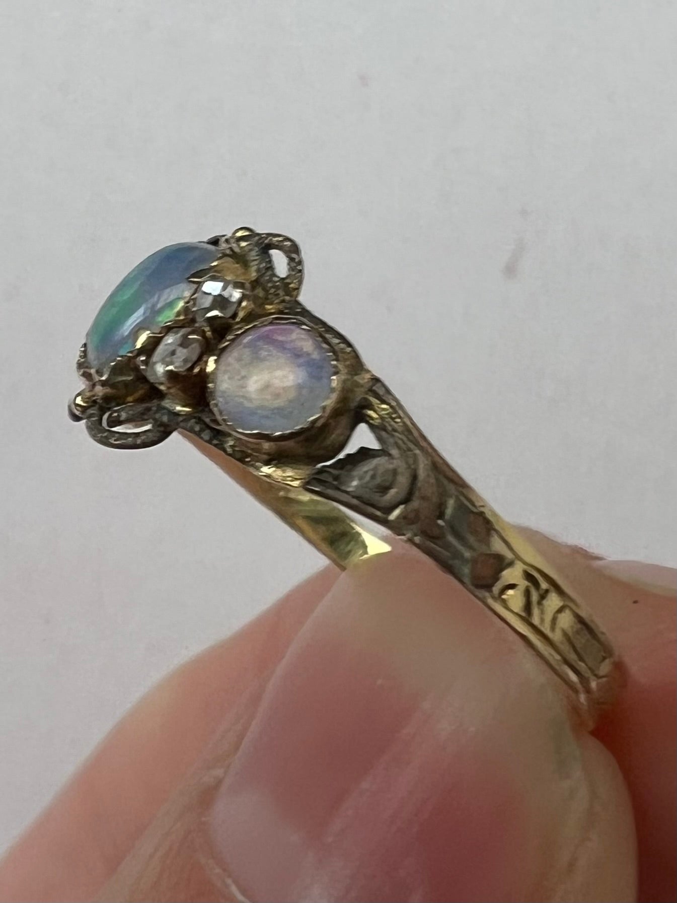 12ct Gold 1791 Opal Diamond Ring...Please read description!