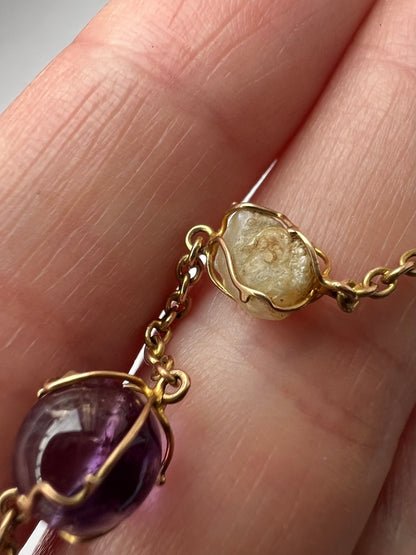Liberty Dainty Amethyst Pearl Rose Gold Bracelet with detachable pendant