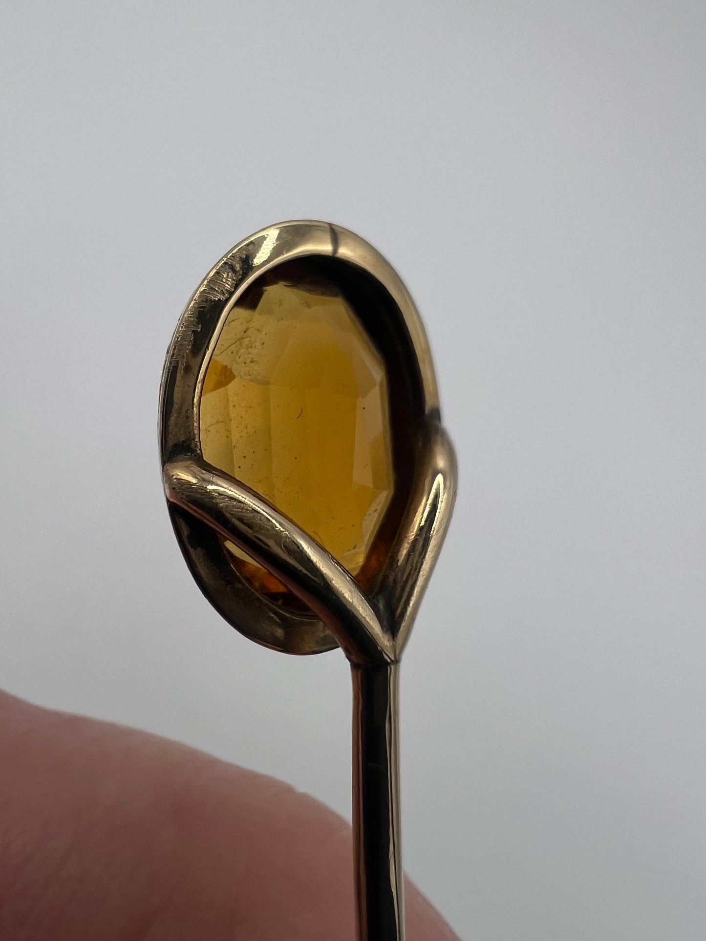 Sparkly Scottish Cairngorm Citrine Gold Stick Pin