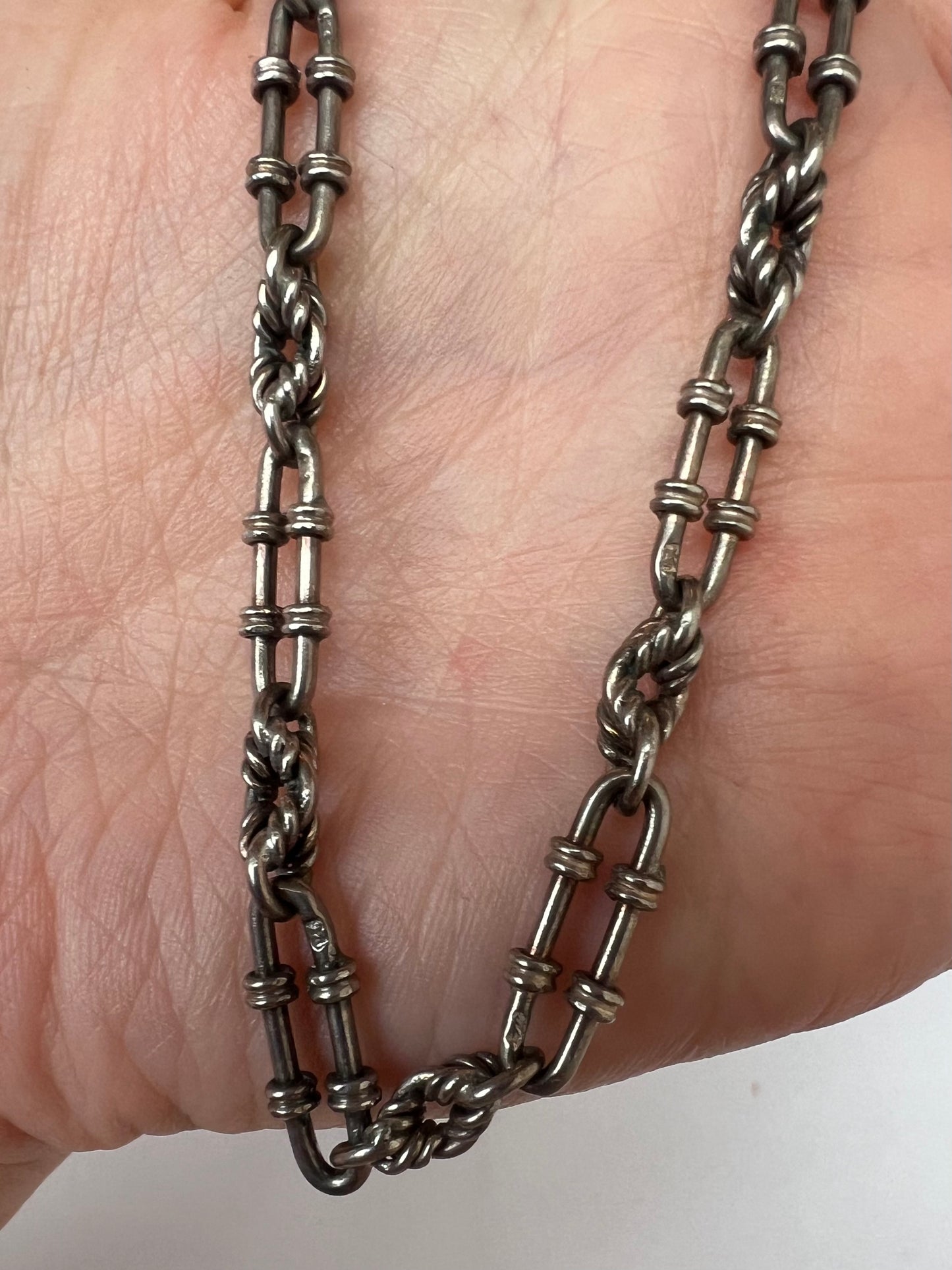 Victorian Fancy Trombone Fetter Link Silver Collar Choker Chain