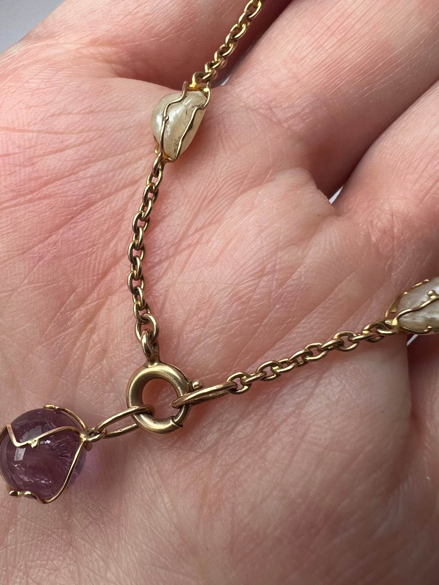 Liberty Dainty Amethyst Pearl Rose Gold Bracelet with detachable pendant
