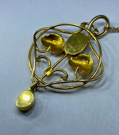 Murrle Bennett 15ct Gold Blister Pearl Arts & Crafts Gold Pendant
