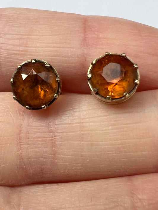Scottish Cairngorm Gold Citrine Stud Earrings
