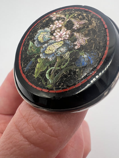 Beautifully Detailed Italian Micro Mosaic Flower Grand Tour Brooch