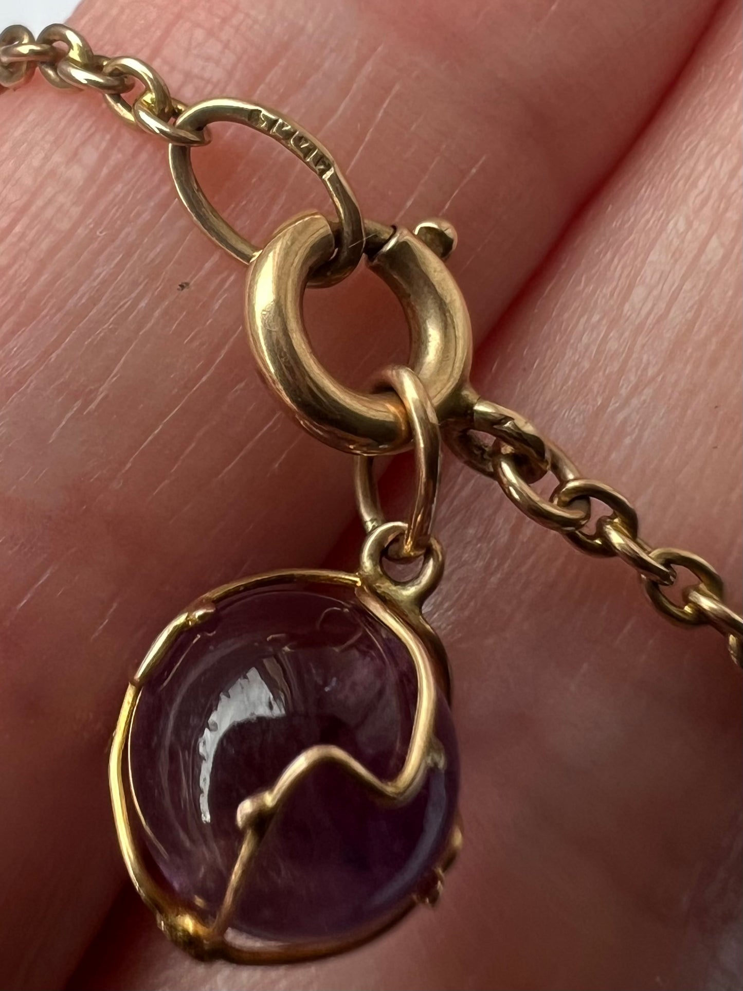 Liberty Dainty Amethyst Pearl Rose Gold Bracelet with detachable pendant