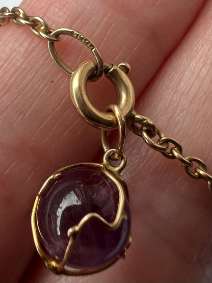 Liberty Dainty Amethyst Pearl Rose Gold Bracelet with detachable pendant