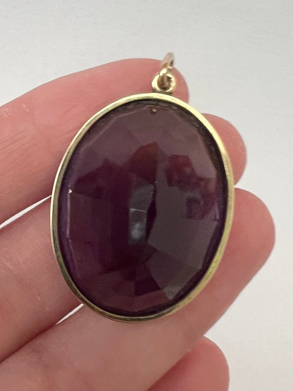 Deep, Silky Purple Siberian Amethyst and Gold Pendant