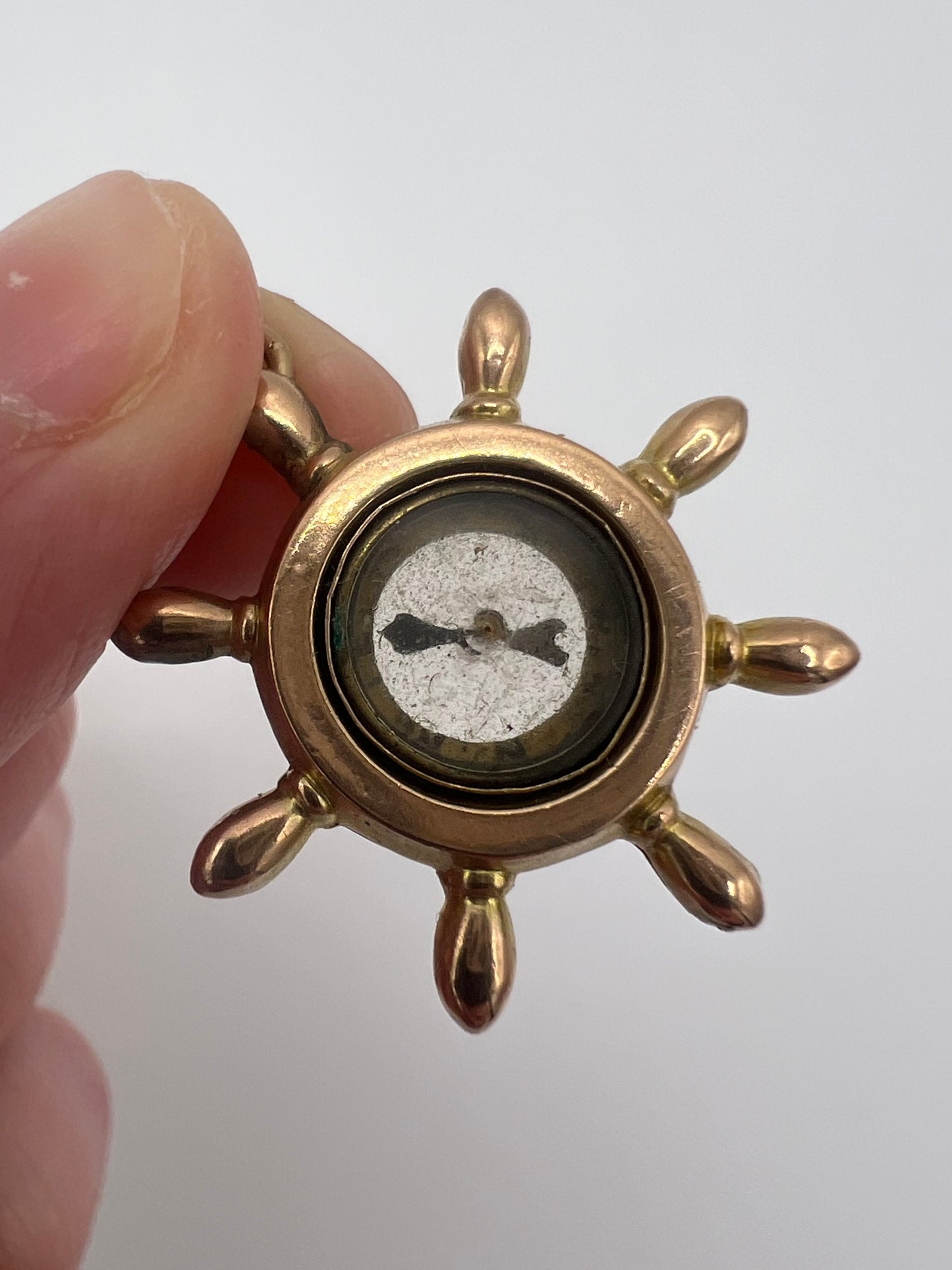 American Ships Wheel Antique Compass Fob in Rose Gold