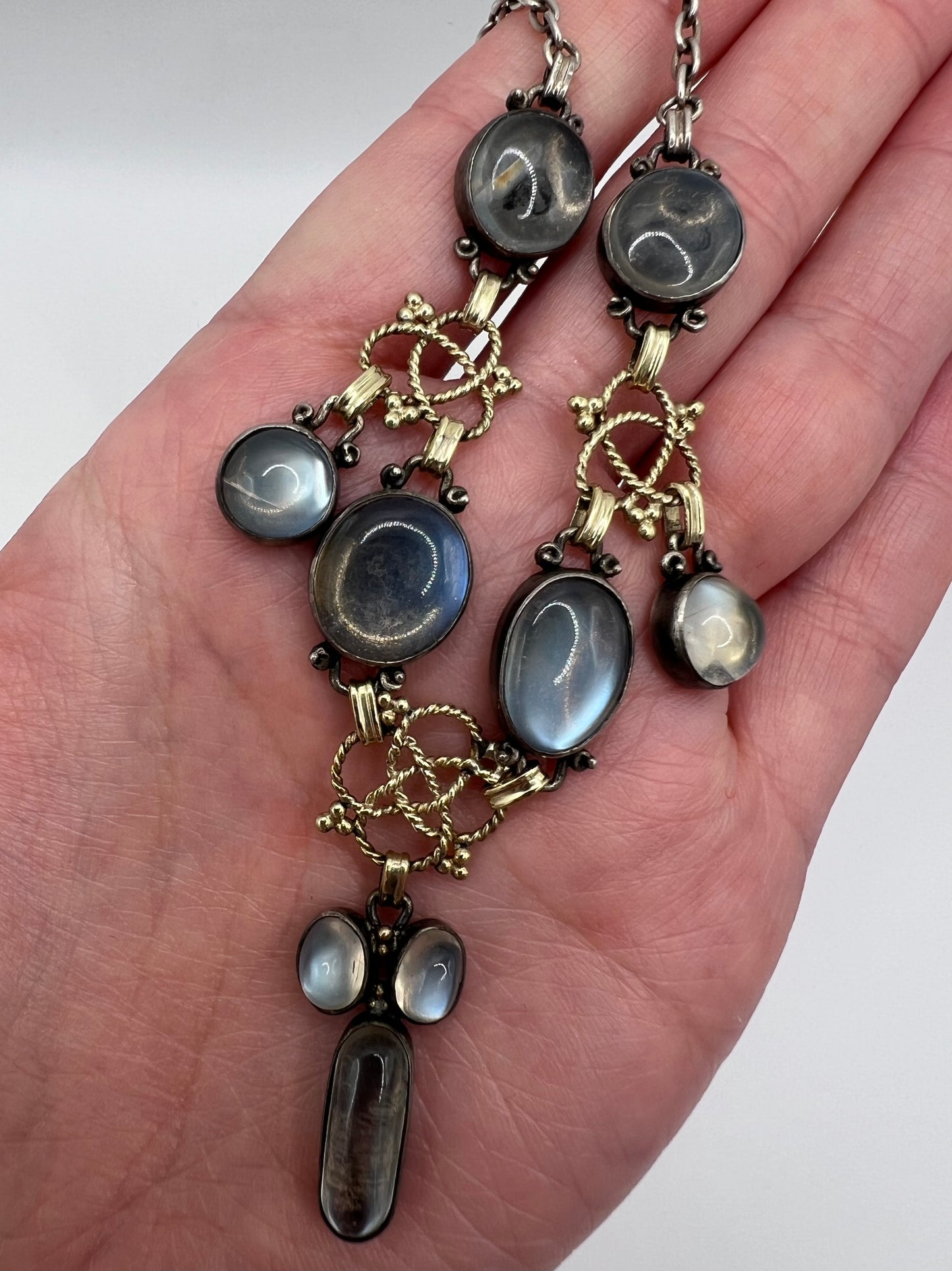 RESERVED Please enquire - Artificer's Guild Silver Moonstone Arts & Crafts Necklace