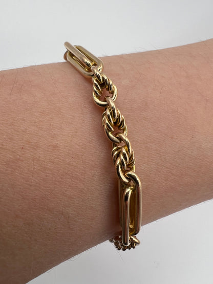 RESERVED - Please enquire for price - 9ct Gold Fancy Link Albert Bracelet With Dog Clip