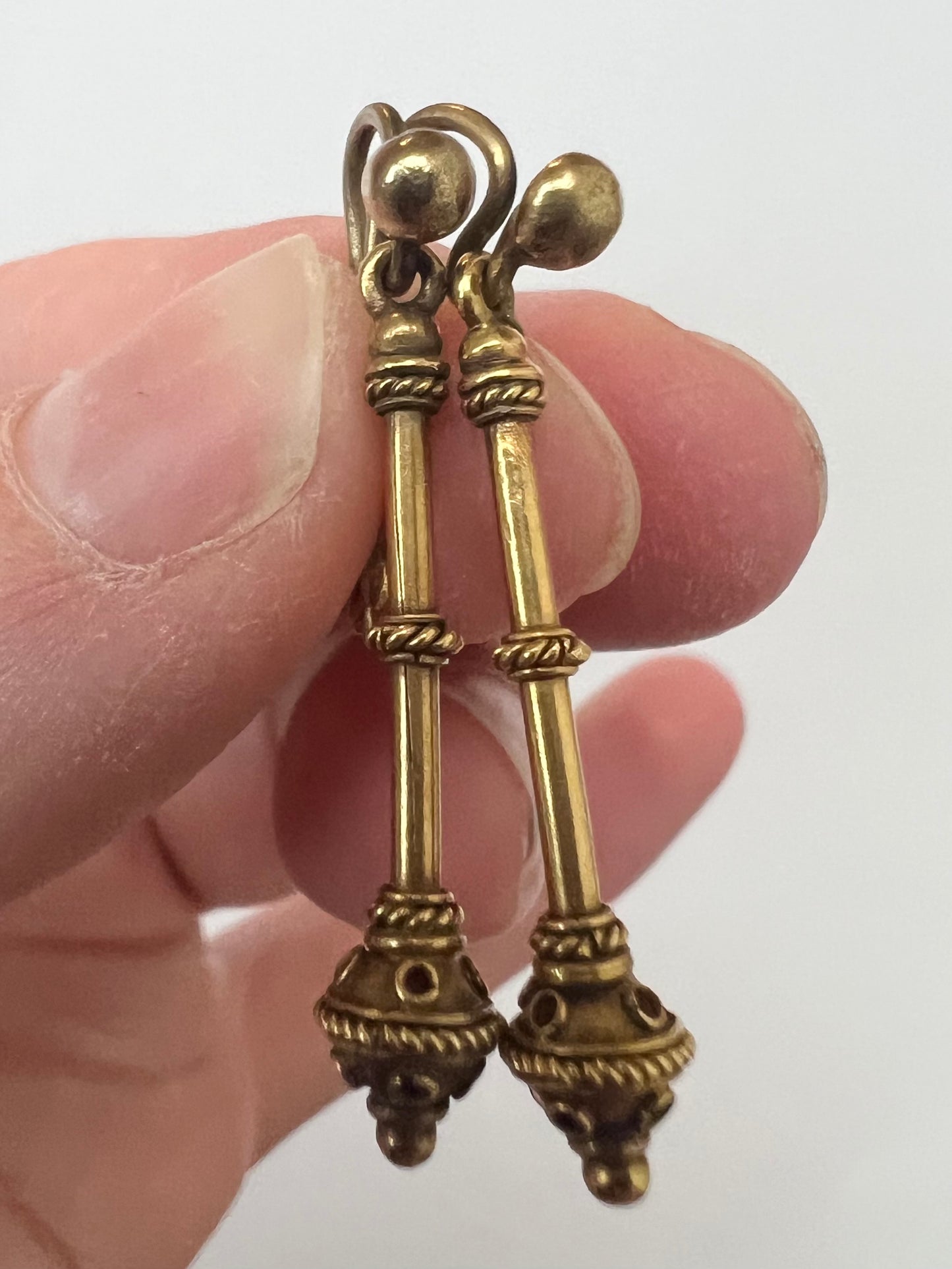Fortunato Pia Castellani Etruscan Revival Victorian Gold Drop Earrings