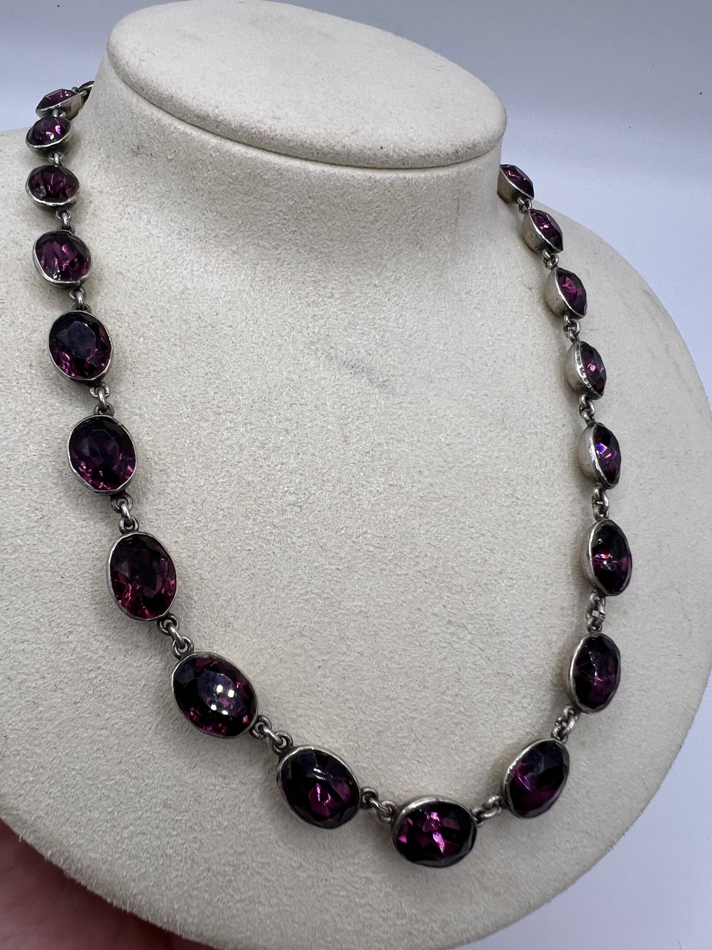 Georgian Paste Amethyst And Silver Riviere Necklace
