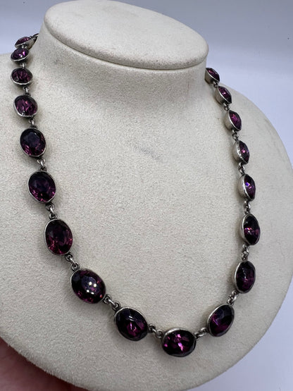 Georgian Paste Amethyst And Silver Riviere Necklace