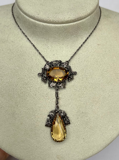 Silver Arts & Crafts Citrine Necklace