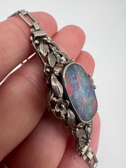 Rhona Wager Arts & Crafts Boulder Opal Silver Bracelet (Replacement steel strap)
