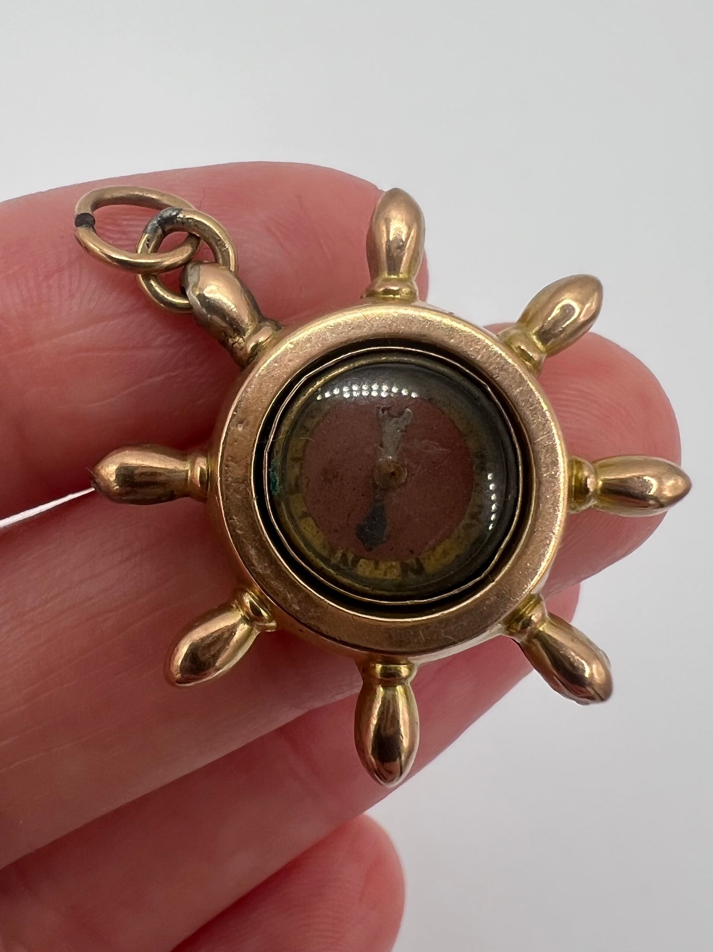 American Ships Wheel Antique Compass Fob in Rose Gold