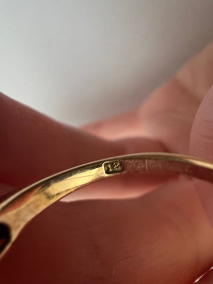 Peach Pink Topaz & Aquamarine 3 Stone Harlequin Pastel Colour Ring in 18ct Gold