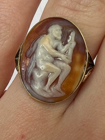 Unusual Antique Cameo Gold Pinky Ring