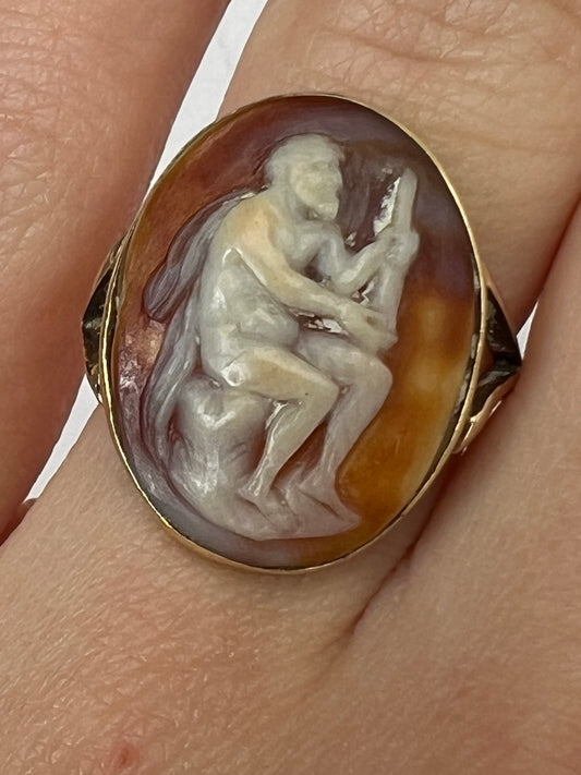 Unusual Antique Cameo Gold Pinky Ring