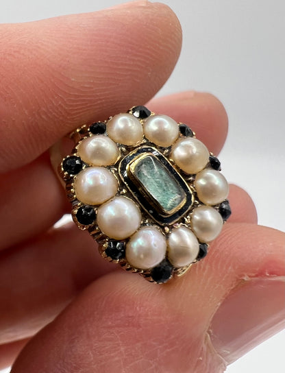 Georgian Pearl Sapphire Gold Ring