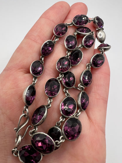 Georgian Paste Amethyst And Silver Riviere Necklace