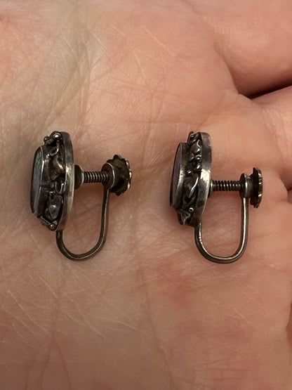 Arts and Crafts Opal Doublet Screw Back Earrings - Please enquire