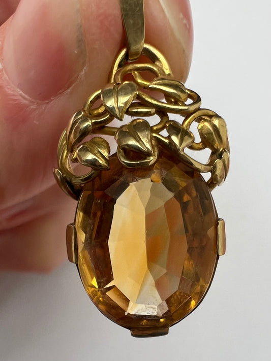 Reserved - please enquire Gold Arts & Crafts Topaz Pendant