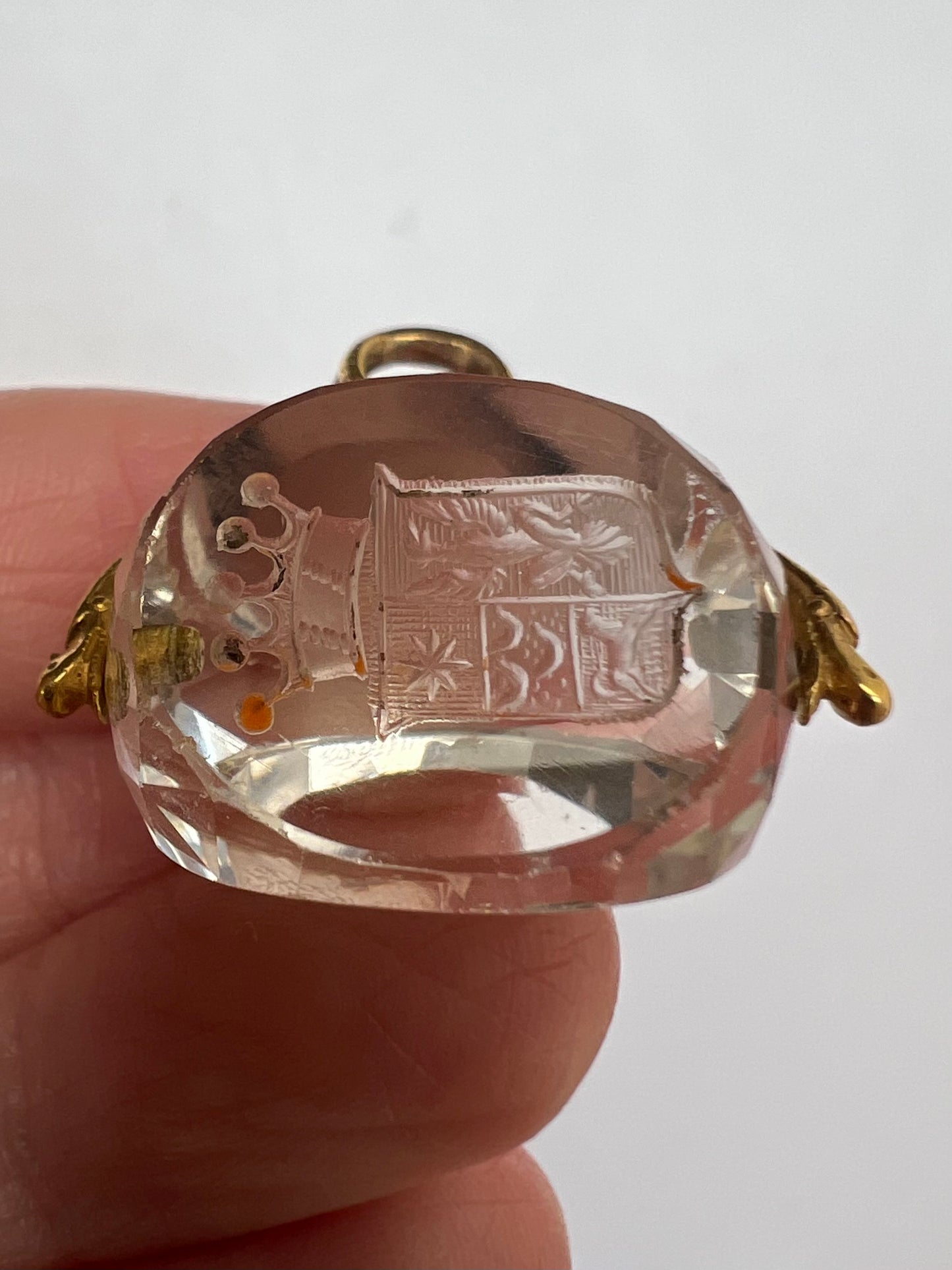 Ouroboros Snake Georgian High Carat Gold Rock Crystal Fob Spinner