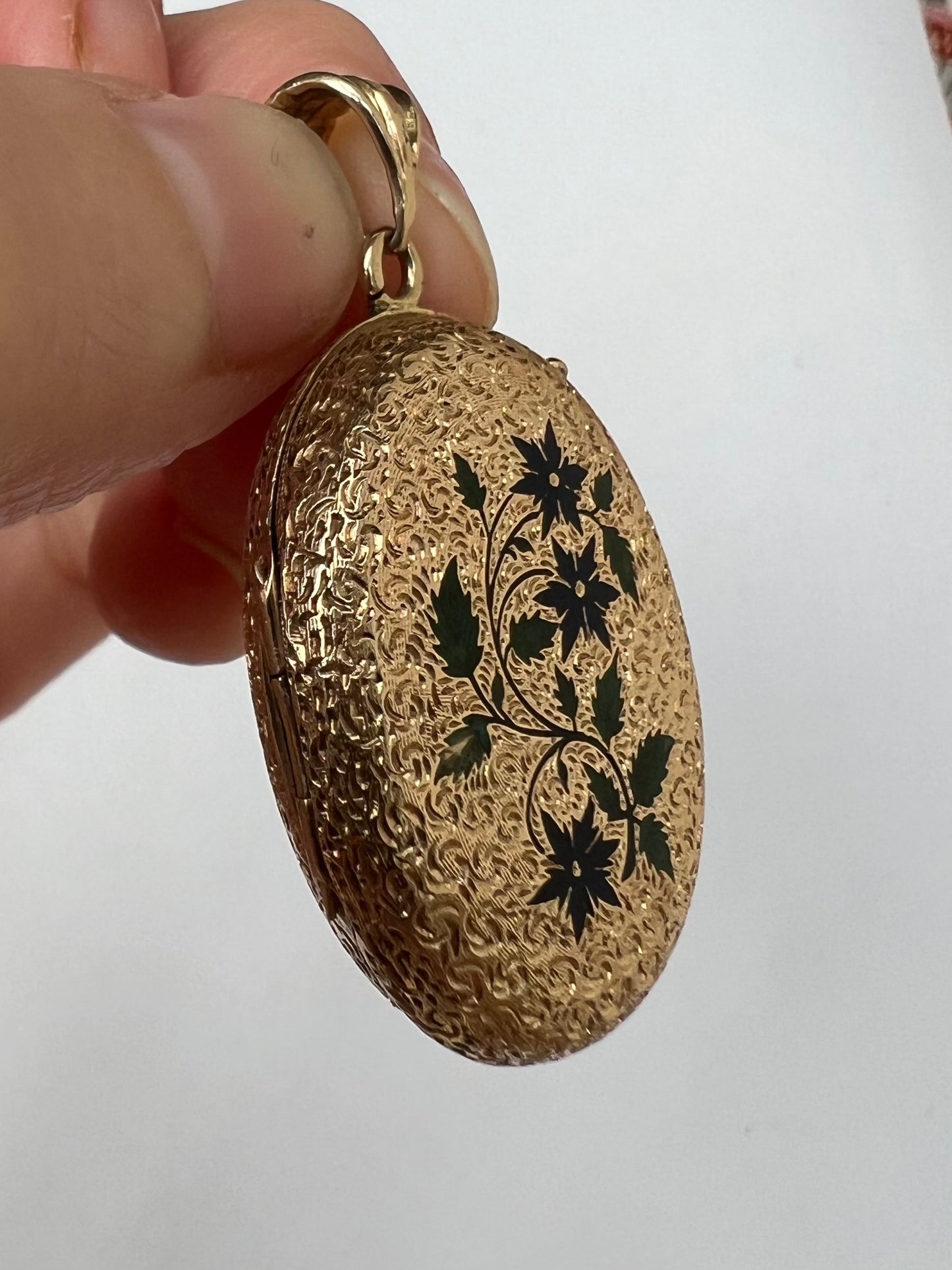 Swiss Gold & Enamel Flowers Night and Day Antique Locket