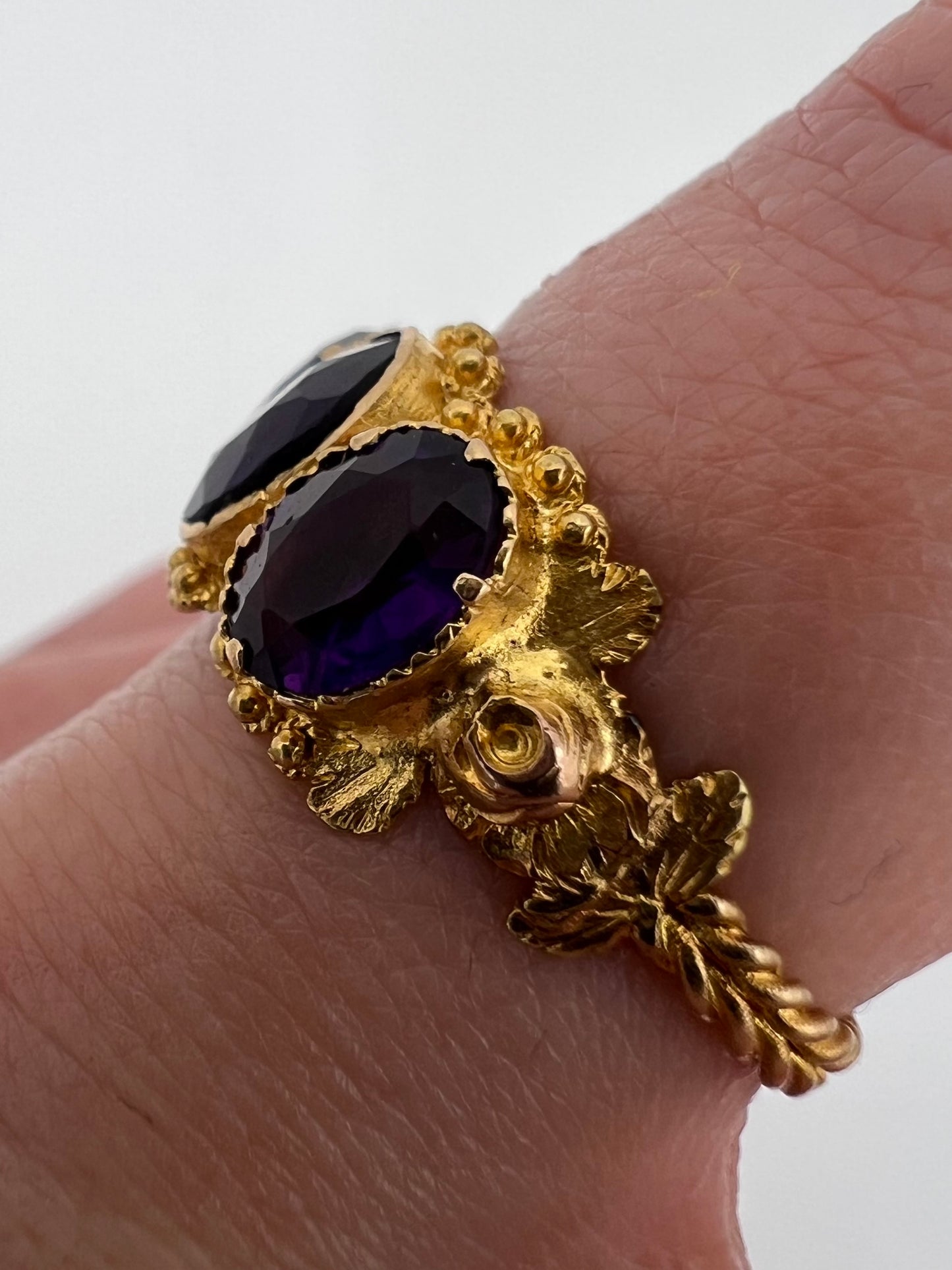 High Carat Gold Late Georgian Victorian 3 Stone Ring