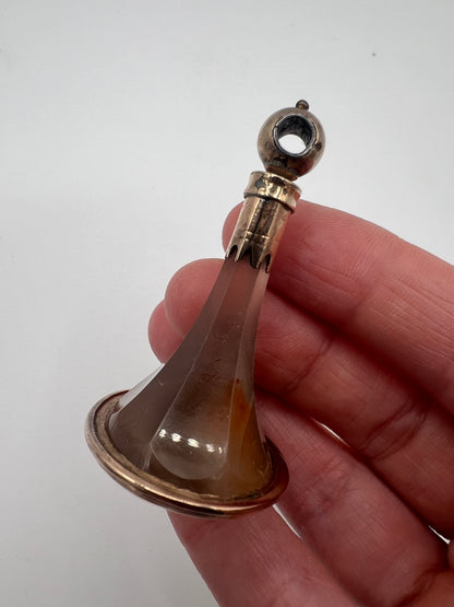Very Large Georgian Agate Gold Intaglio Fob Seal "Never Despair"