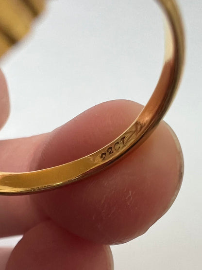 22ct Gold Large Created Ruby Hand Faceted Gents Pinky Ring