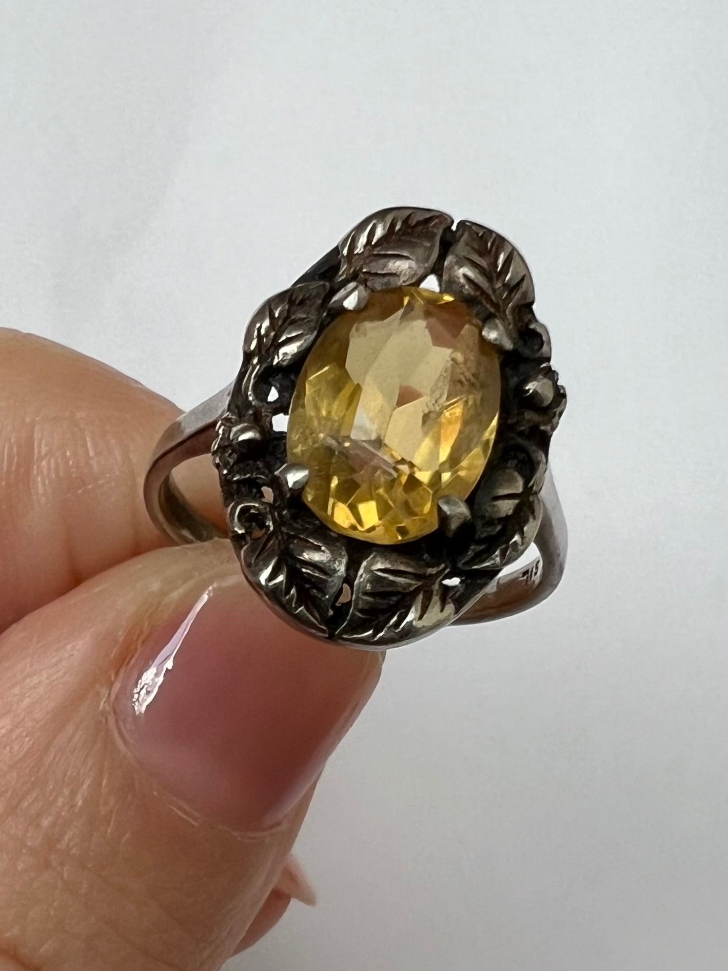Arts & Crafts Citrine Silver Ring