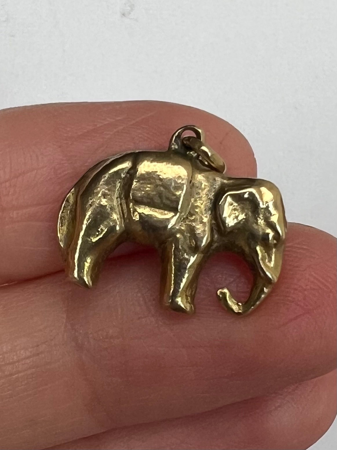 Cute Antique Solid 9ct Gold Elephant Charm Pendant