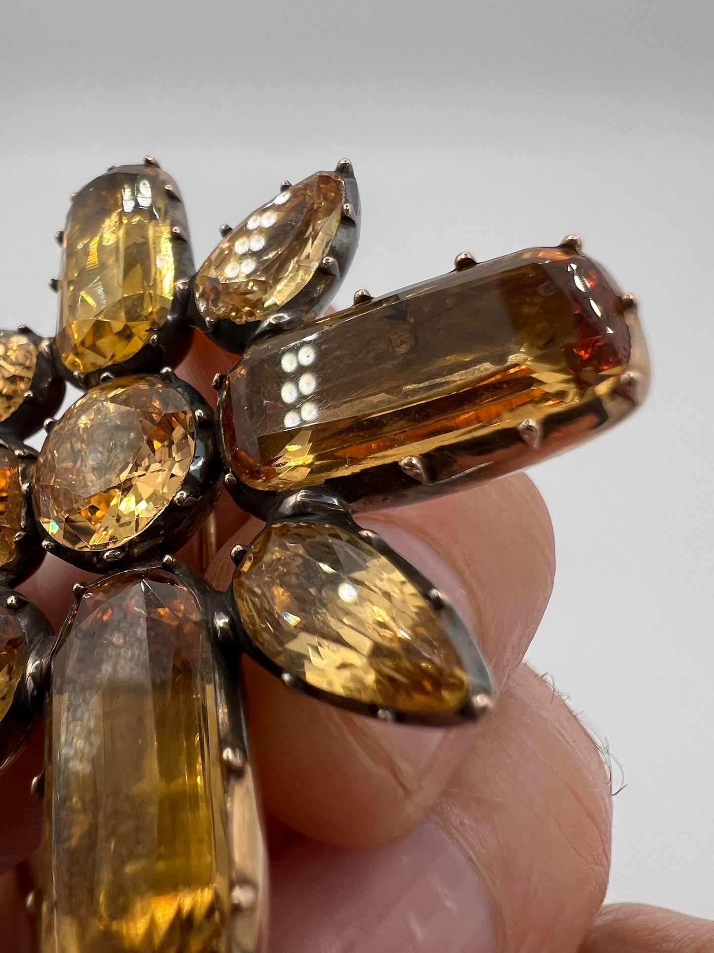 Georgian Golden Imperial Topaz Cruciform Gold Pendant Brooch