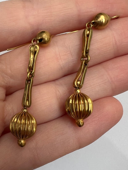 Typically Victorian Gold Ball Drop Dangly Earrings