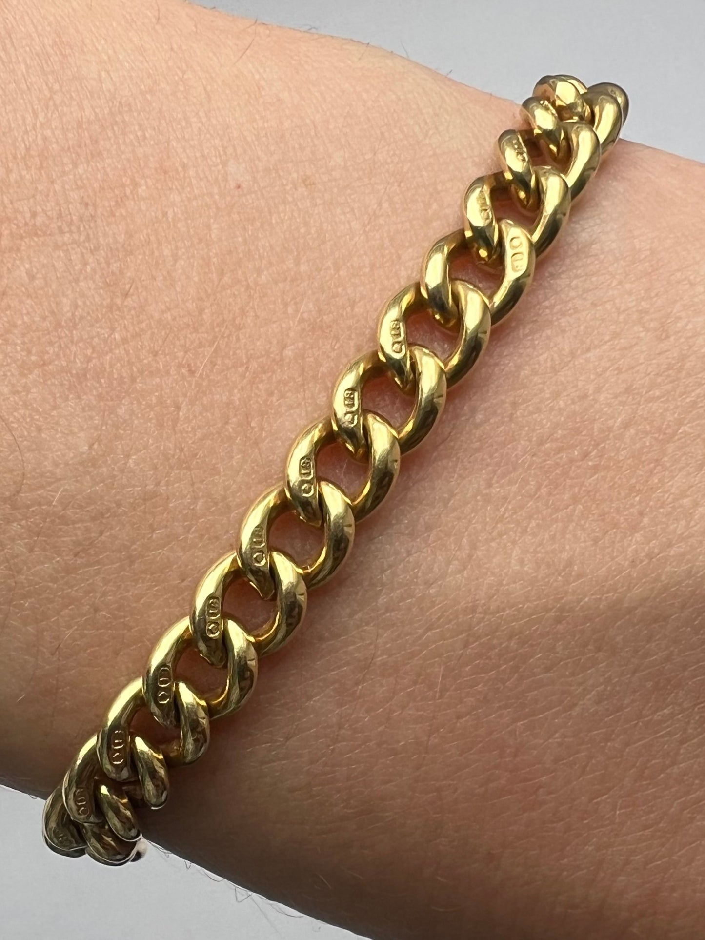 Solid 18ct Gold Heavy Antique Albert Curb Link Bracelet 8" Gents or Ladies