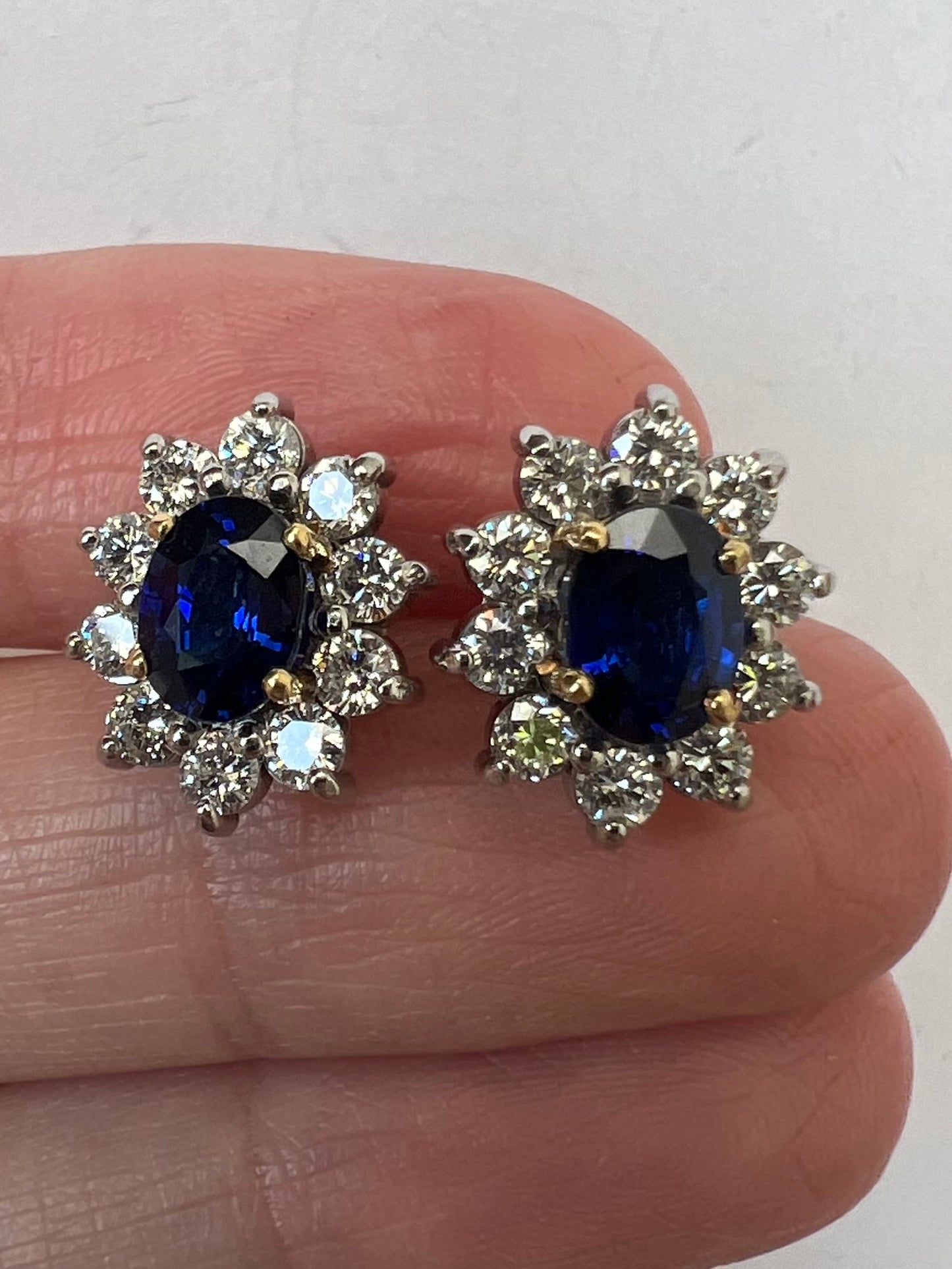 Superb 2 Carat Sapphire Diamond Halo Earrings 18ct White Gold