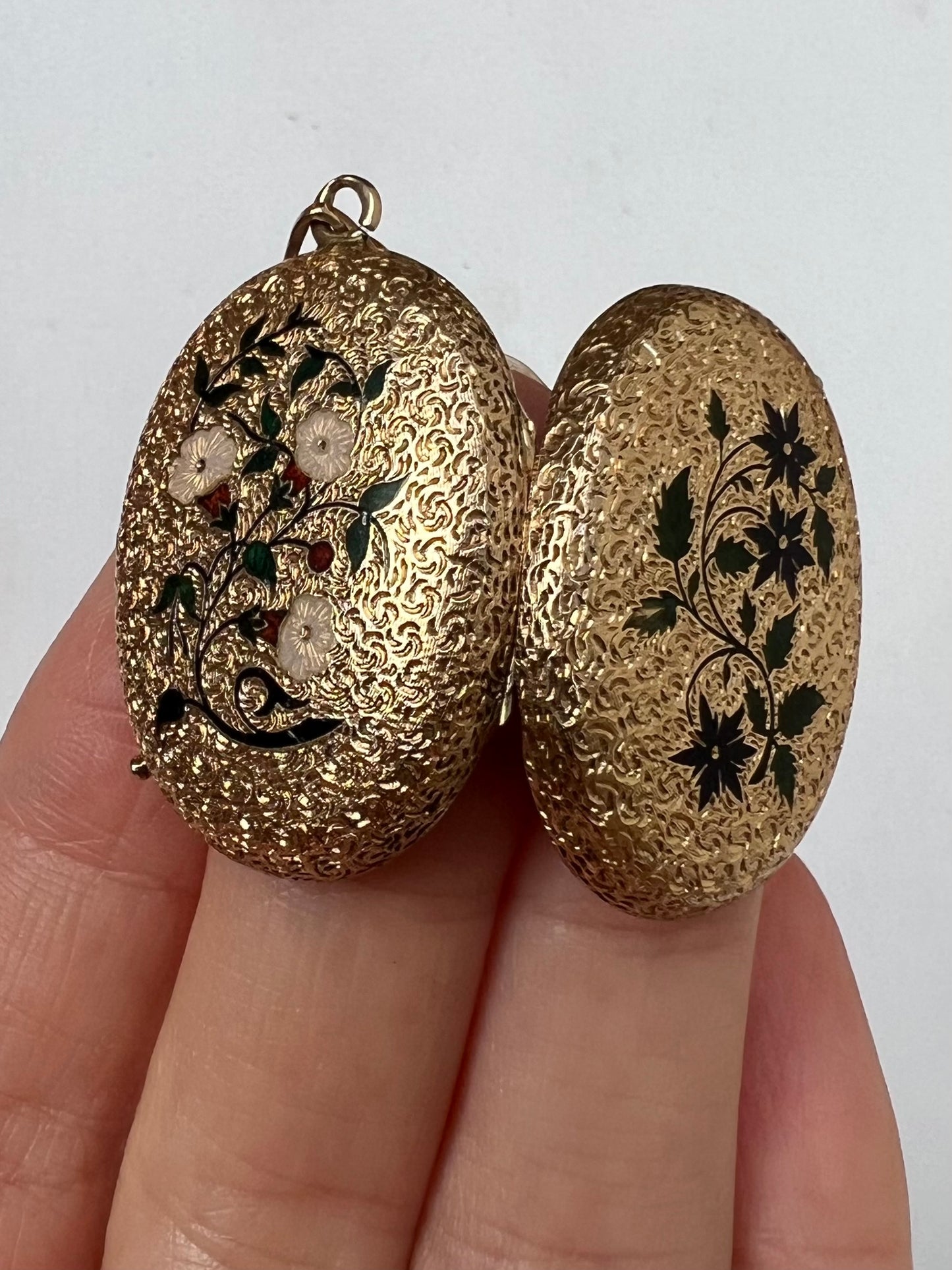 Swiss Gold & Enamel Flowers Night and Day Antique Locket