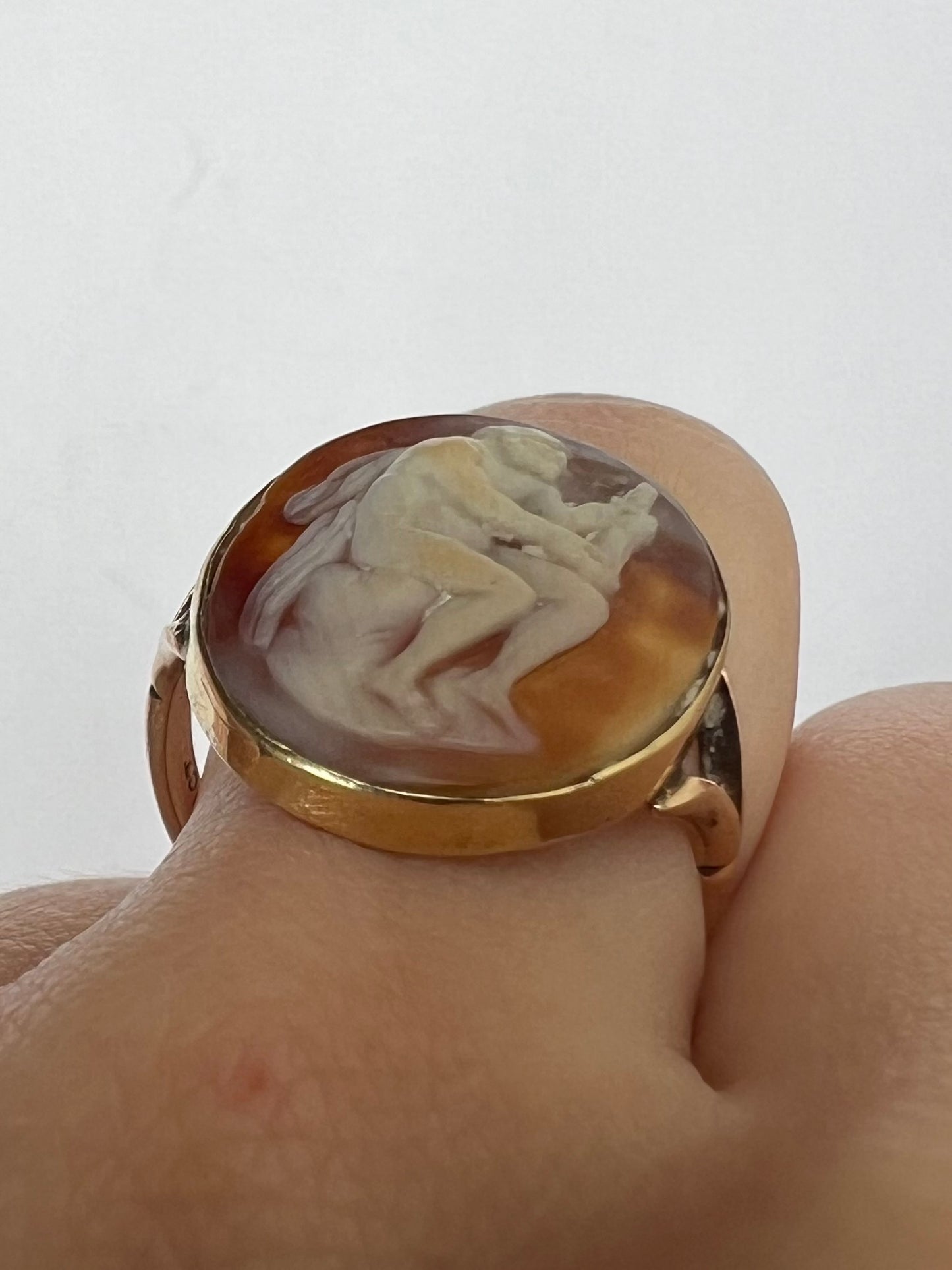 Unusual Antique Cameo Gold Pinky Ring