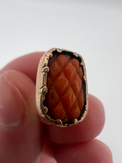 Tiny Georgian Coral Rose Gold Cased Fob Pendant