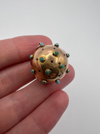 Antique Sputnik Gold Opening Vinaigrette Locket Pendant
