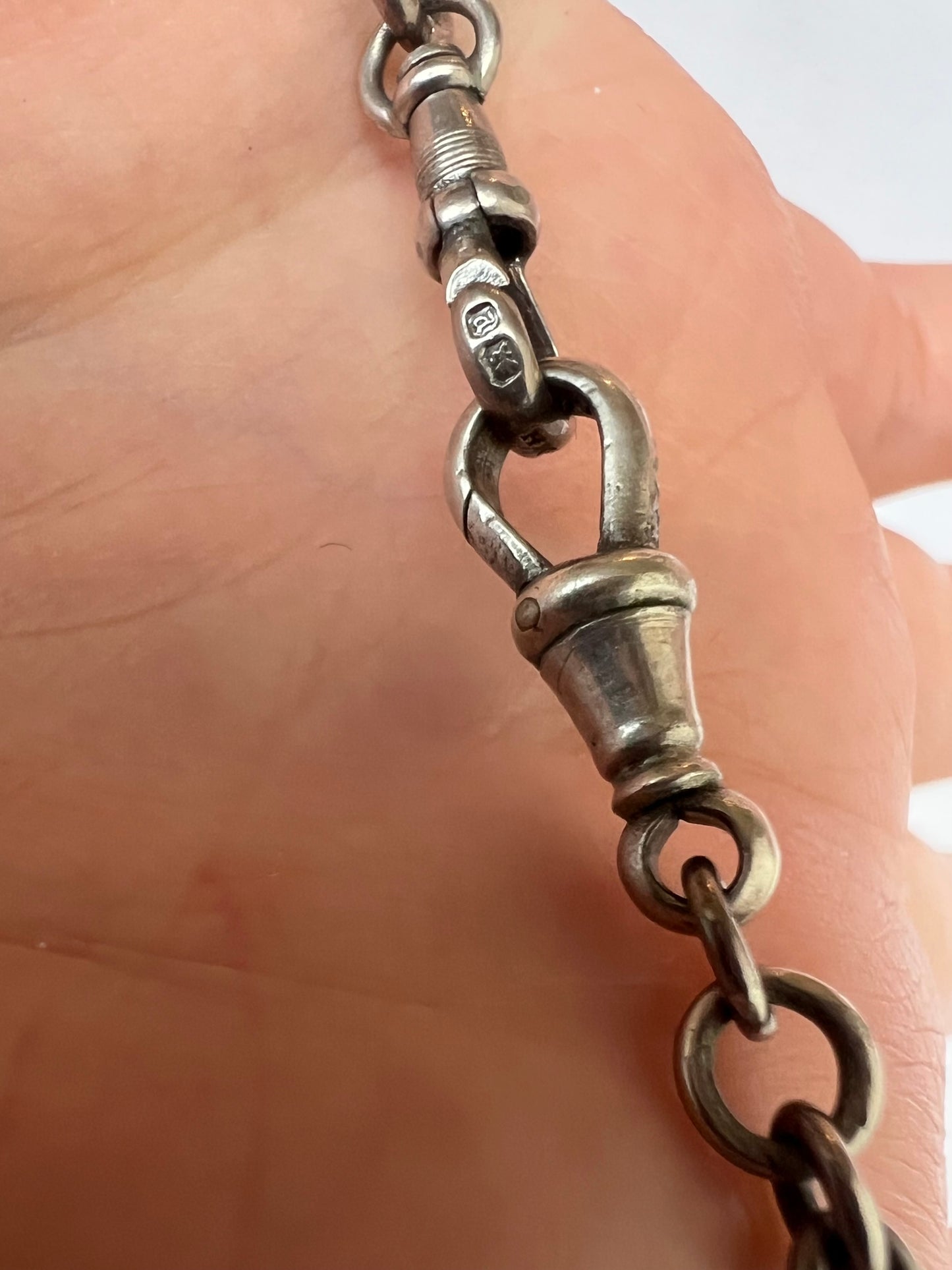 Victorian Fancy Trombone Fetter Link Silver Collar Choker Chain