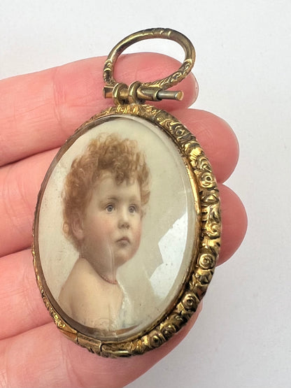 Super Sweet Sentimental Victorian Portrait Miniature Locket