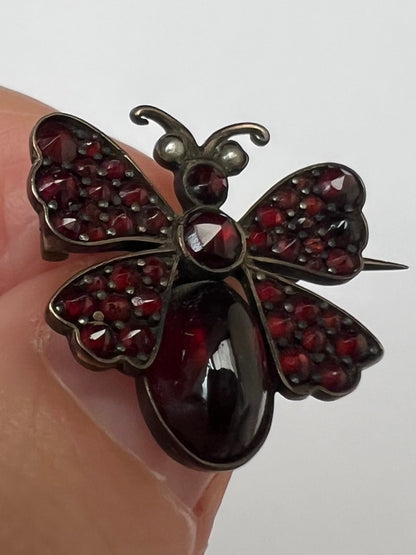 Georgian Garnet Butterfly Brooch Pin