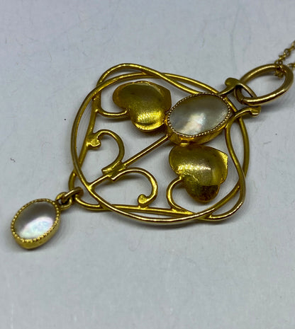 Murrle Bennett 15ct Gold Blister Pearl Arts & Crafts Gold Pendant