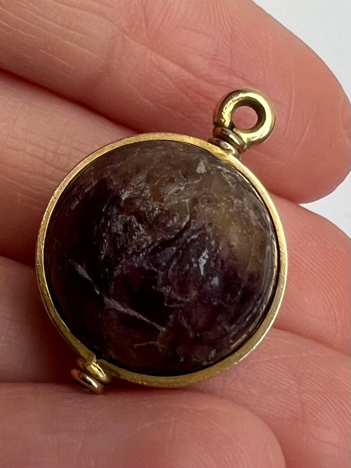 Blue John Derbyshire Feldspar Antique Gold Orb Talisman Pendant