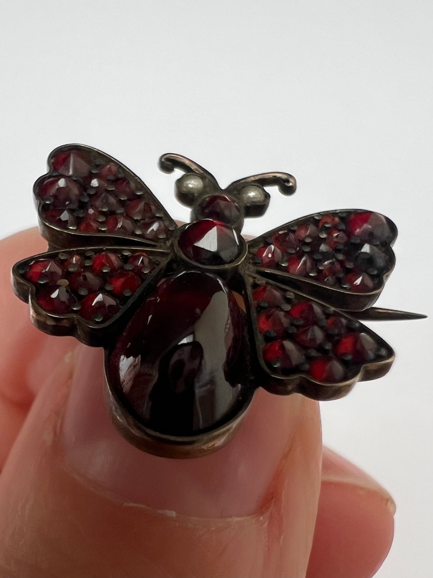 Georgian Garnet Butterfly Brooch Pin