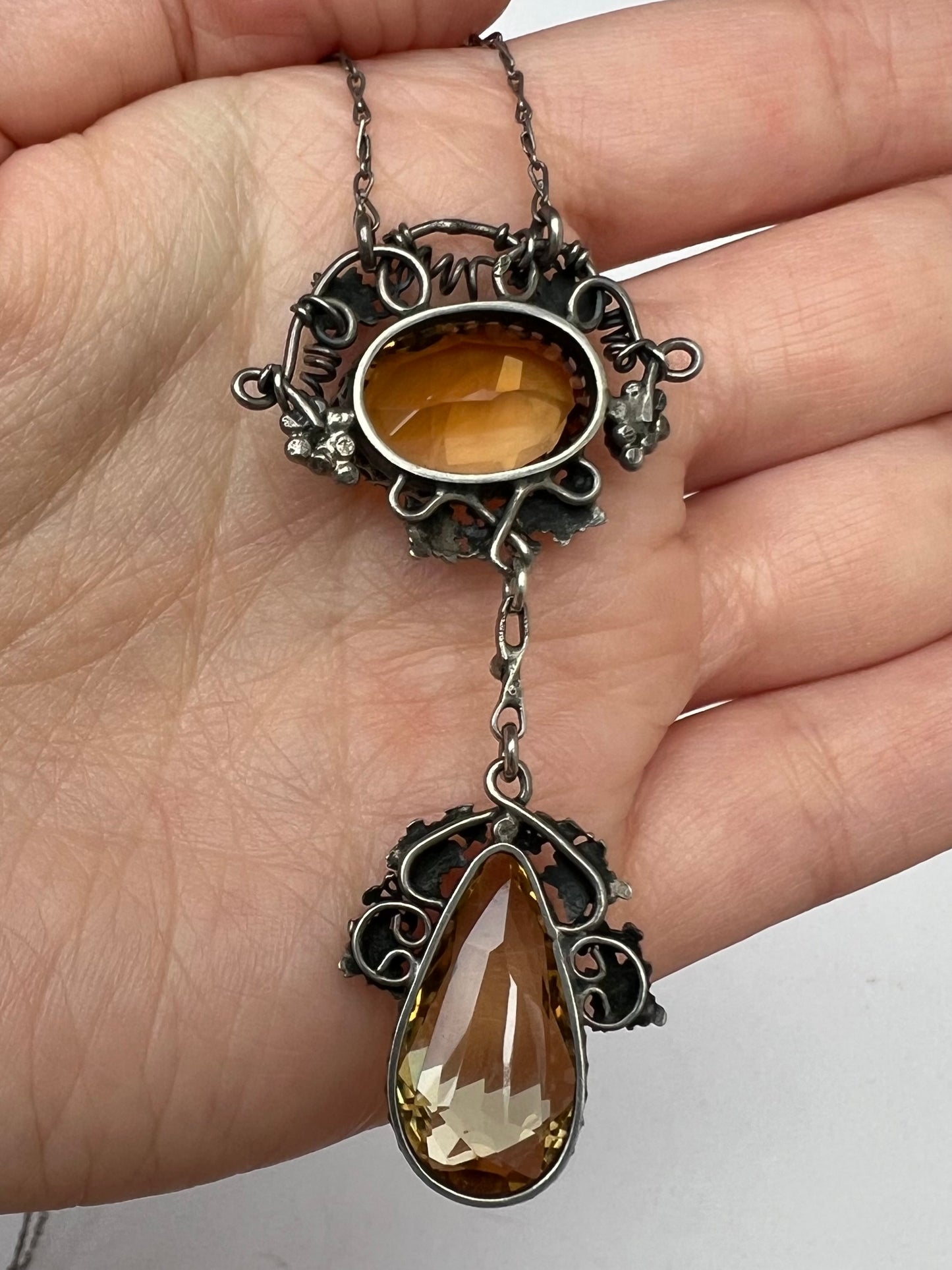 Silver Arts & Crafts Citrine Necklace