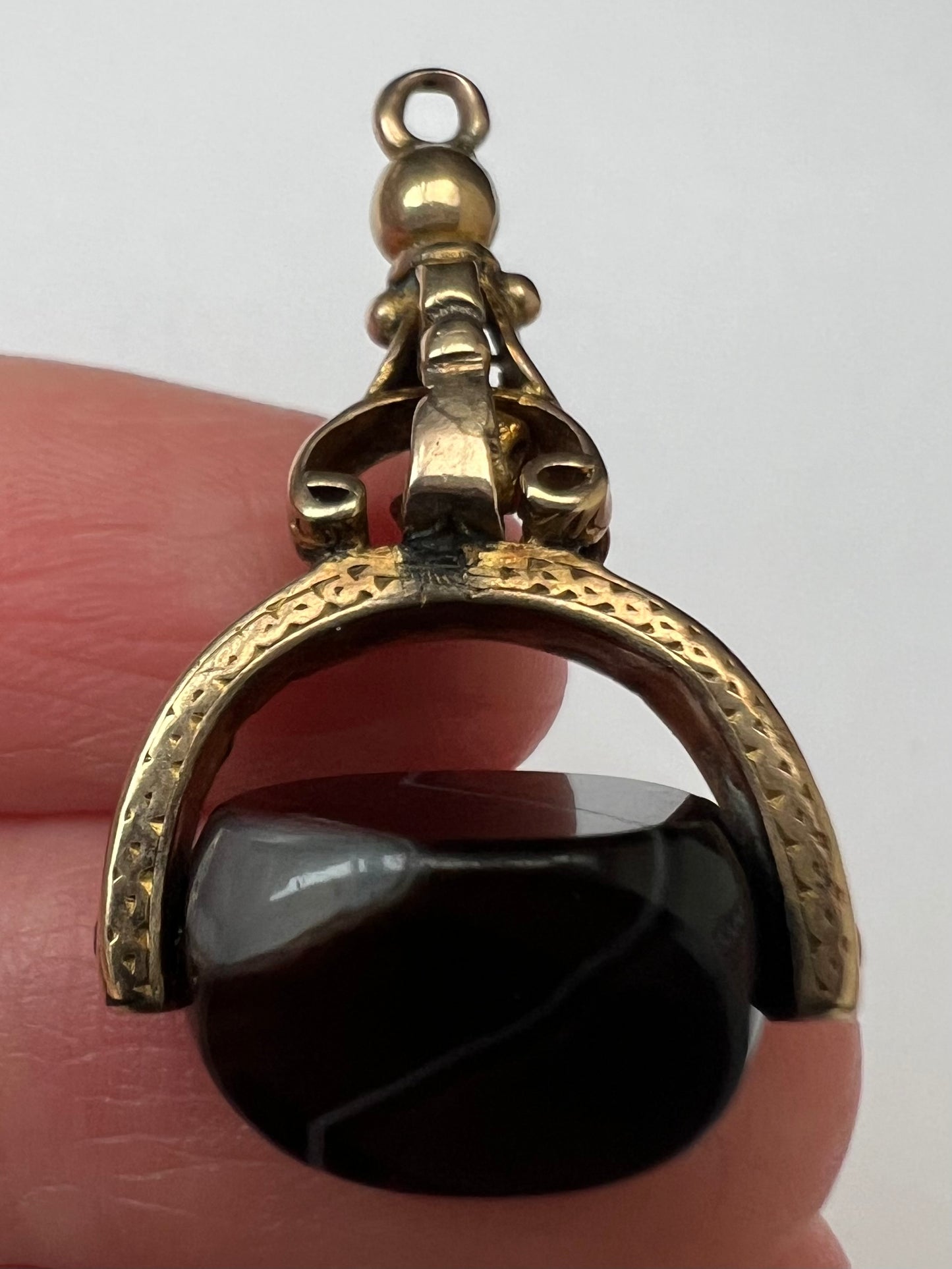 Antique 9ct Gold Fob Spinner Pendant